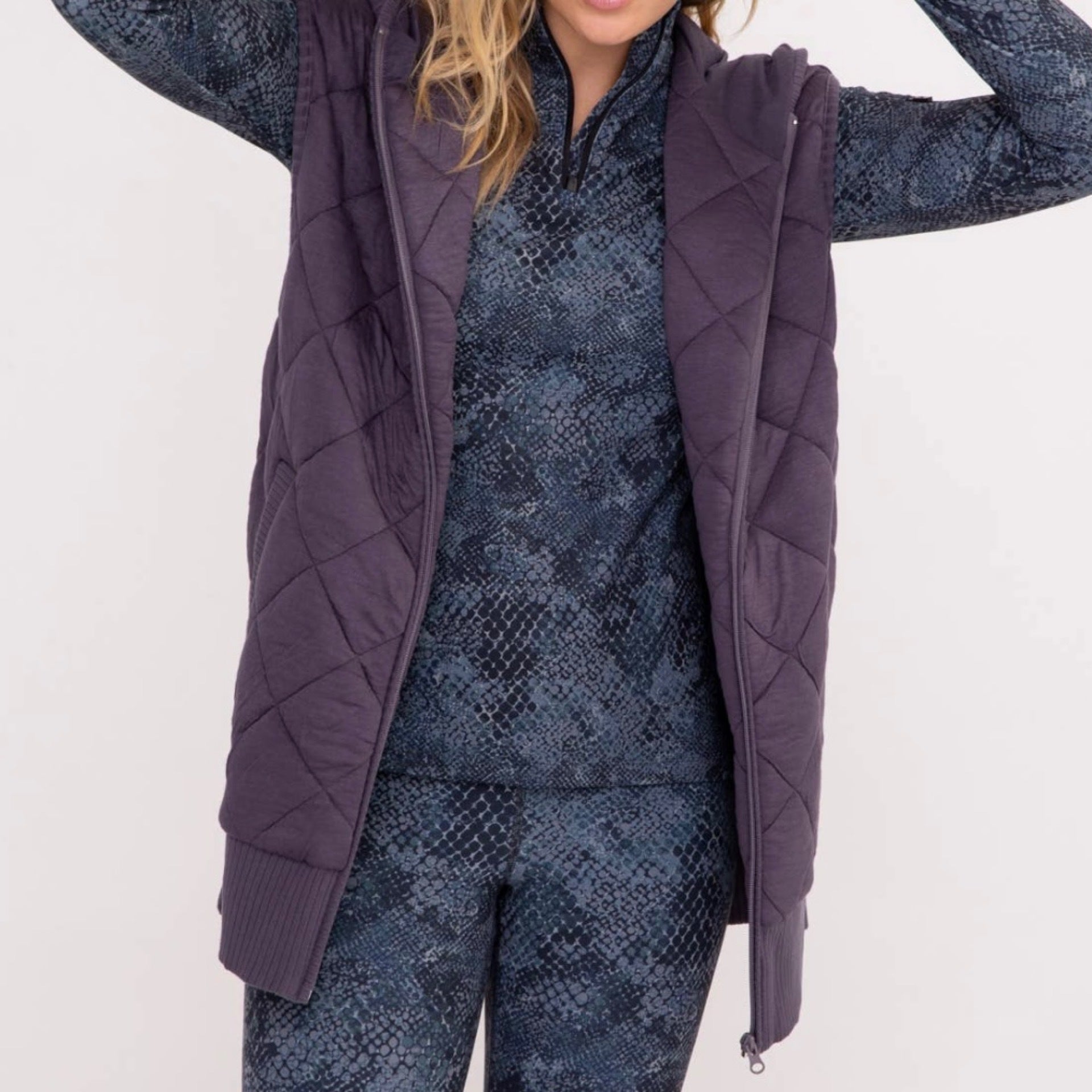 Longline Quilted Vest with Hood Mahalo Boutique
